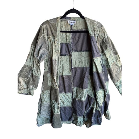 Vintage Midnite Patchwork Velvet & Satin Jacquard Oversized Statement Jacket S - Picture 2 of 9